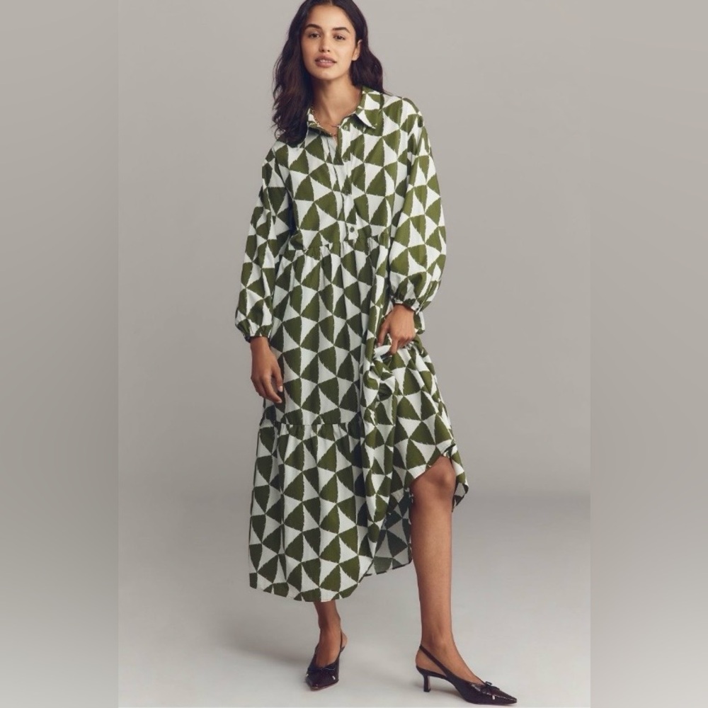 Anthropologie Maeve The Bettina Tiered Shirt Dress Small May fit a medium NWT